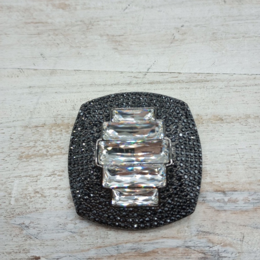 Givenchy Charcoal brooch with crystals. Rare in good condition. 2”x2”